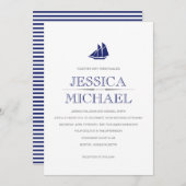 Nautical Wedmarine Blue Boat met speciale sockets Kaart (Voorkant / Achterkant)