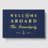 Nautical Welcome Aboard Add Name Boat Gastenboek (Voorkant)