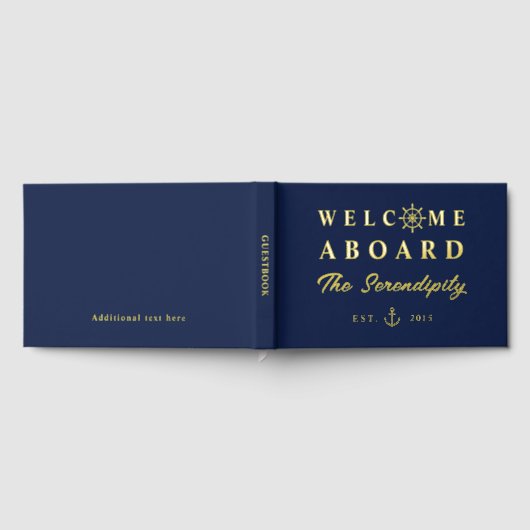 Nautical Welcome Aboard Add Name Boat Gastenboek (Volledig)