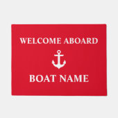 Nautical Welcome Aboard Anchor Red Deurmat (Voorkant)