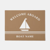 Nautical Welcome Aboard Boating Khaki Name Deurmat (Voorkant)