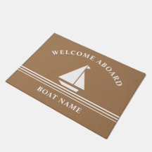 Nautical Welcome Aboard Boating Khaki Name