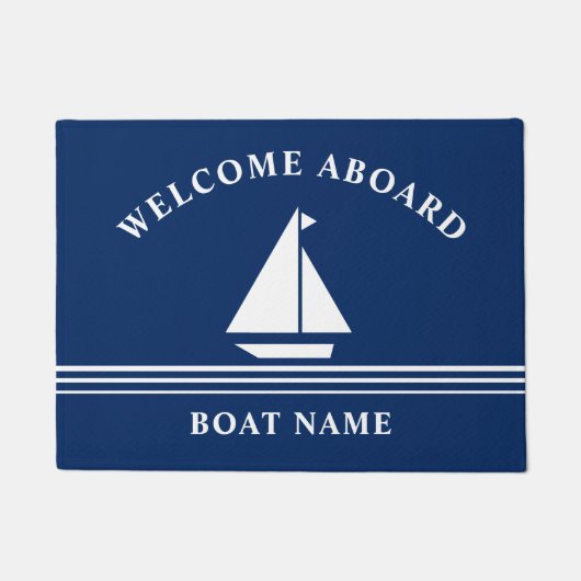 Nautical Welcome Aboard Boating Name Deurmat (Voorkant)