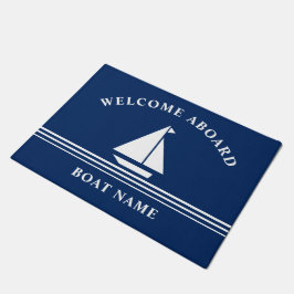 Nautical Welcome Aboard Boating Name Deurmat
