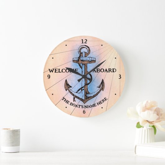 Nautical Welcome Aboard's Name Old Anchor Grote Klok (Huis)