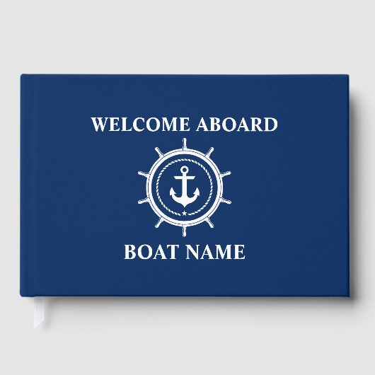 Nautical Welcome Anchor Helm Boat Name Gastenboek (Voorkant)