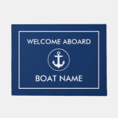 Nautical Welcome Boat Name Navy Blue White Deurmat (Voorkant)