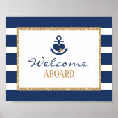 Nautical Welcome Sign Navy & Gold Poster (Voorkant)
