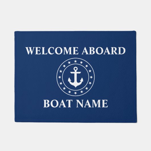 Nautical Welcome Stars Anchor Boat Name Deurmat (Voorkant)