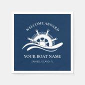 Nautical Welkome Aboard Name Ship Wheel Servet (Voorkant)