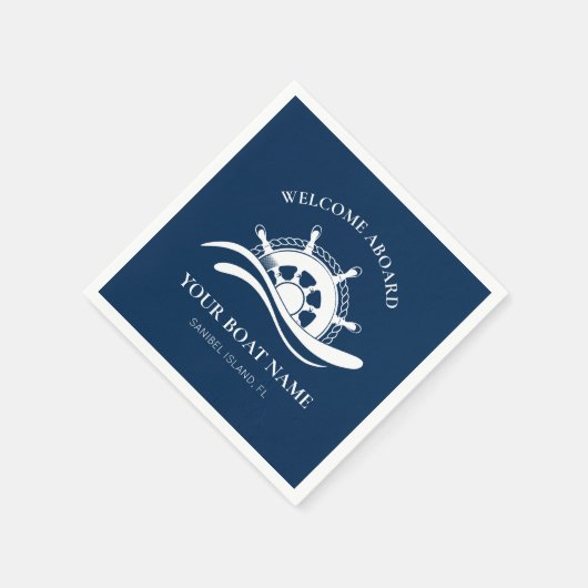 Nautical Welkome Aboard Name Ship Wheel Servet (Hoek)