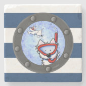 Nautical Westies Porthole Stone Onderzetter (Voorkant)