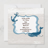 Nautical Whale 1st Birthday Invitations voor jonge Kaart (Achterkant)