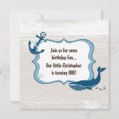 Nautical Whale 1st Birthday Invitations voor jonge Kaart (Voorkant)