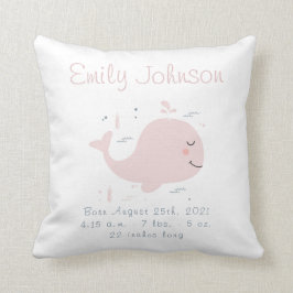 Nautical Whale Baby Birth Announcement Pillow Kussen