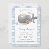 Nautical Whale Baby shower Invitation Kaart (Voorkant)
