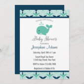 Nautical Whale Baby shower Invitation Kaart (Voorkant / Achterkant)