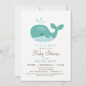 Nautical Whale Baby shower Invitation Kaart (Voorkant)