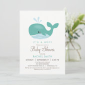 Nautical Whale Baby shower Invitation Kaart (Staand voorkant)