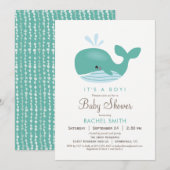 Nautical Whale Baby shower Invitation Kaart (Voorkant / Achterkant)