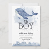 Nautical Whale Baby shower Invitation Kaart (Voorkant)