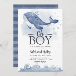 Nautical Whale Baby shower Invitation Kaart