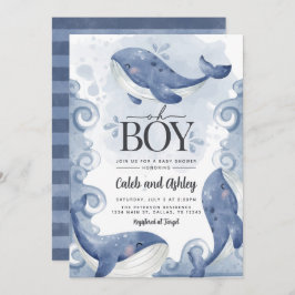 Nautical Whale Baby shower Invitation Kaart