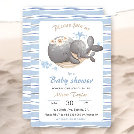 Nautical Whale Baby shower Invitation Kaart
