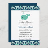Nautical Whale Baby shower Invitation Kaart (Voorkant / Achterkant)
