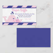 Nautical Whale Baby shower Luier Raffle Ticket Informatiekaartje (Voorkant / Achterkant)
