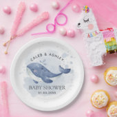 Nautical Whale Baby Shower Paper Plate Papieren Bordje (Feest)