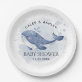 Nautical Whale Baby Shower Paper Plate Papieren Bordje (Voorkant)