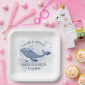 Nautical Whale Baby Shower Paper Plate Papieren Bordje (Feest)