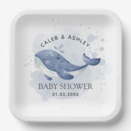 Nautical Whale Baby Shower Paper Plate Papieren Bordje