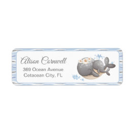 Nautical Whale Baby shower retouradres Etiket