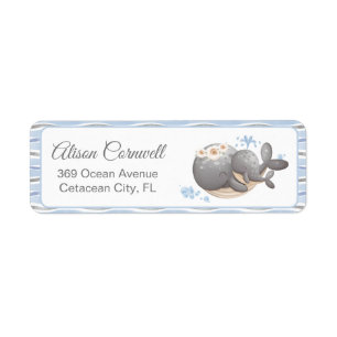 Nautical Whale Baby shower retouradres Etiket