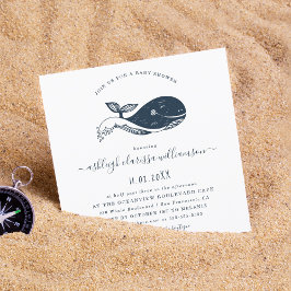 Nautical Whale Baby shower Square Invitation Kaart