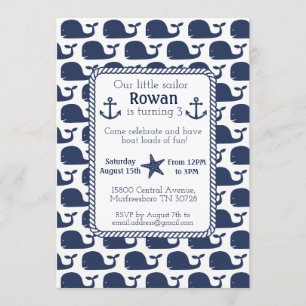 Nautical Whale Birthday Card Kaart