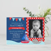 Nautical Whale Birthday Party Invitation Kaart (Staand voorkant)