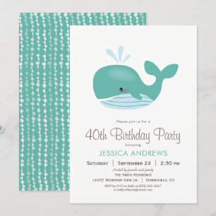 Nautical Whale Birthday Party Invitation Kaart