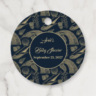 Nautical Whale Blue Baby shower Bedankjes Labels