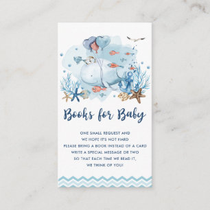 Nautical Whale Blue Baby shower Breng een boek Informatiekaartje