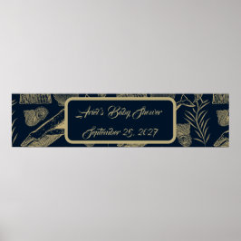 Nautical Whale Blue Baby shower Poster