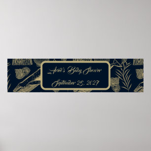 Nautical Whale Blue Baby shower Poster