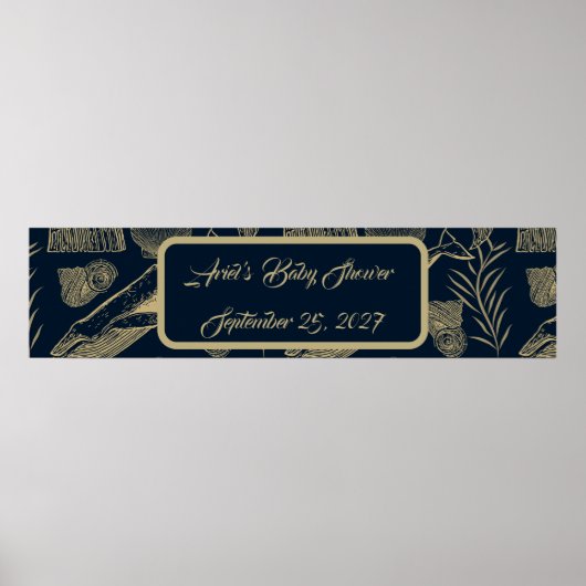  Nautical Whale Blue Baby shower Poster (Voorkant)