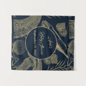  Nautical Whale Blue Baby shower Wandkleed (Voorkant (horizontaal))