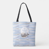 Nautical Whale Blue Zomernaam Baby Essentials Tote Bag (Achterkant)