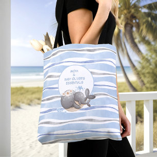 Nautical Whale Blue Zomernaam Baby Essentials Tote Bag