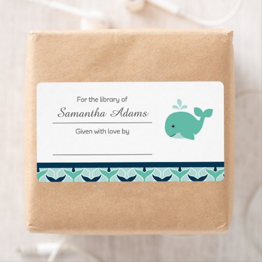 Nautical Whale Bookplate Label Sticker (Insitu)