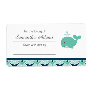 Nautical Whale Bookplate Label Sticker